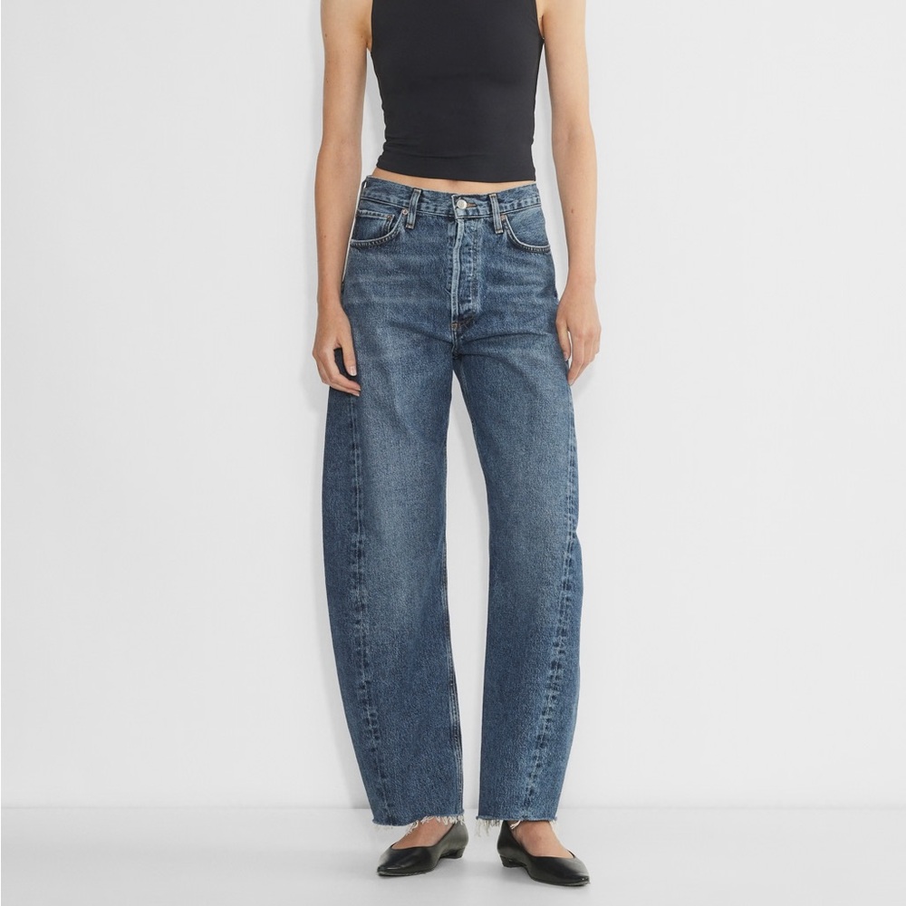 Agolde High-Rise Wide Leg Jeans in Dark Blue Wash